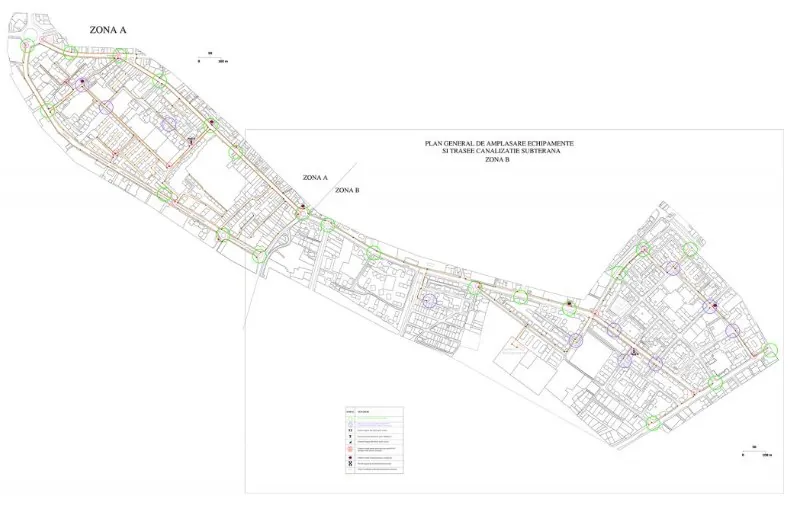 Plan general de amplasare echipamente și trasee canalizație subterană